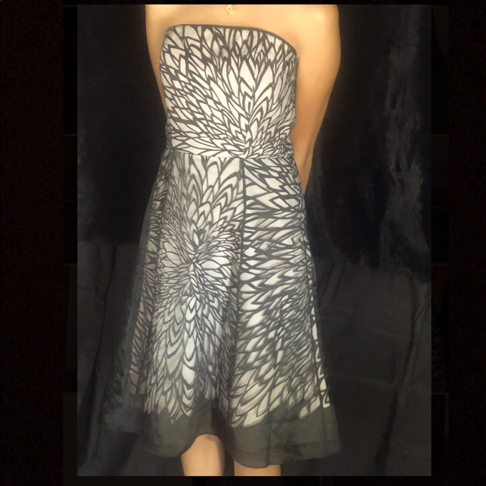 White House Black Market Strapless dress blush with black overlay size 0